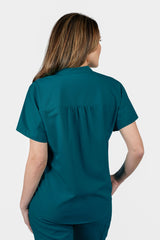 Orchid Three-Pocket Women's Caribbean Blue Scrub Top