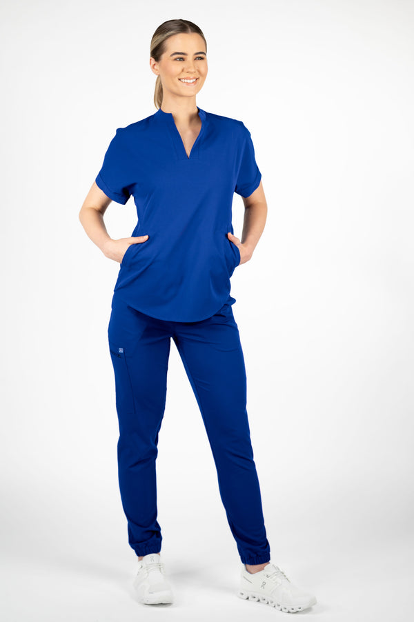 Orchid Three-Pocket Women's Galaxy Blue Scrub Top