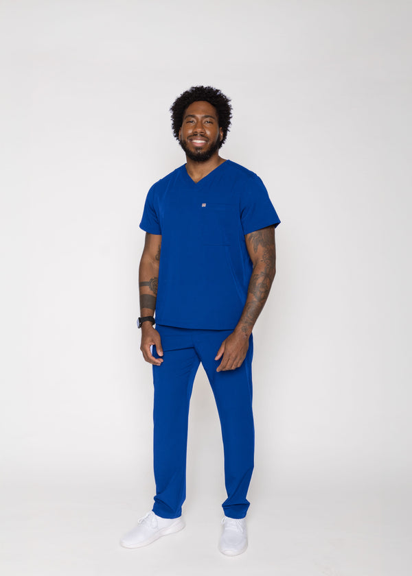 Paris One-Pocket Men's Galaxy Blue Scrub Top