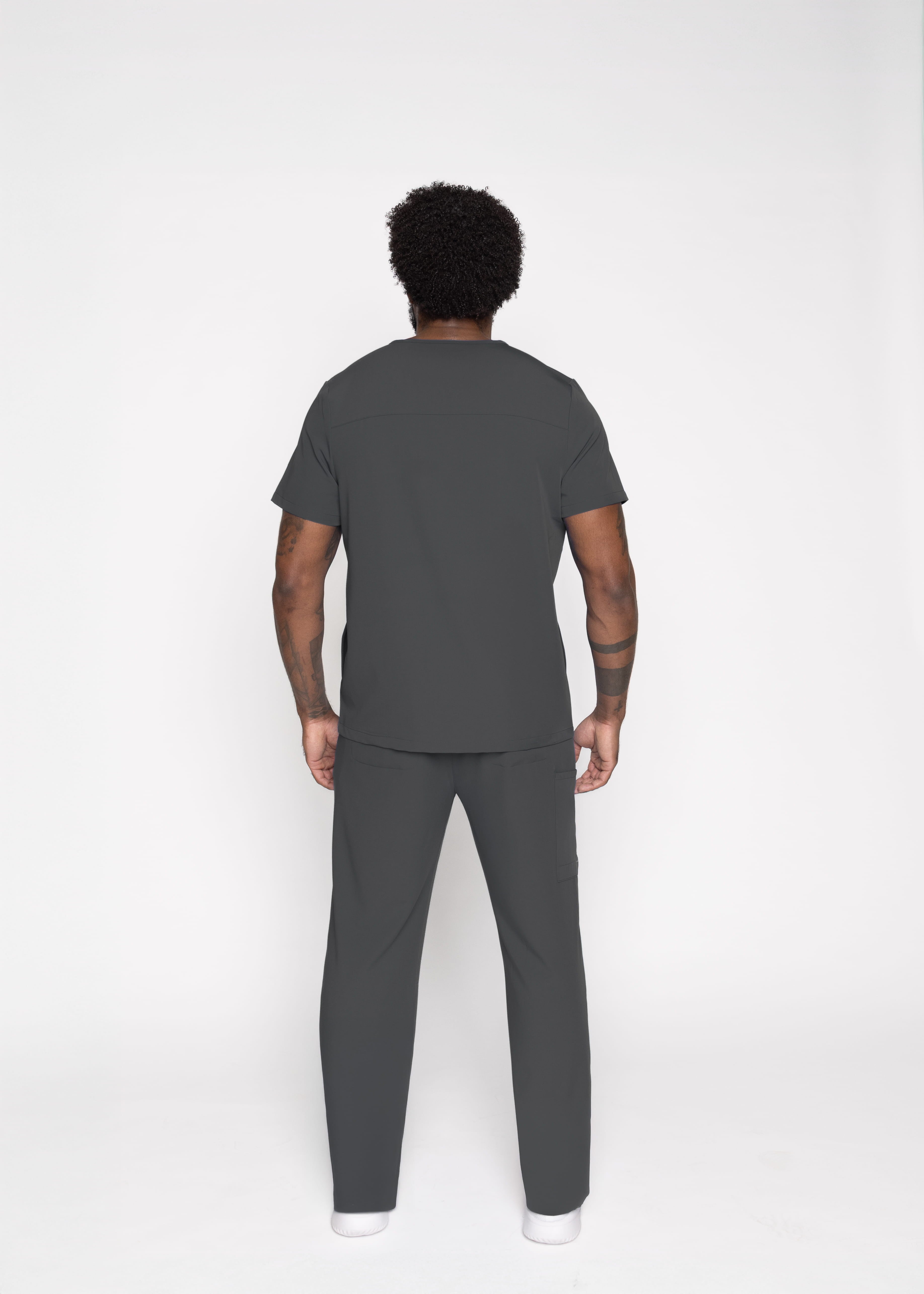 Paris One-Pocket Men's Pewter Scrub Top