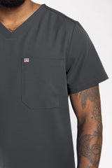 Paris One-Pocket Men's Pewter Scrub Top