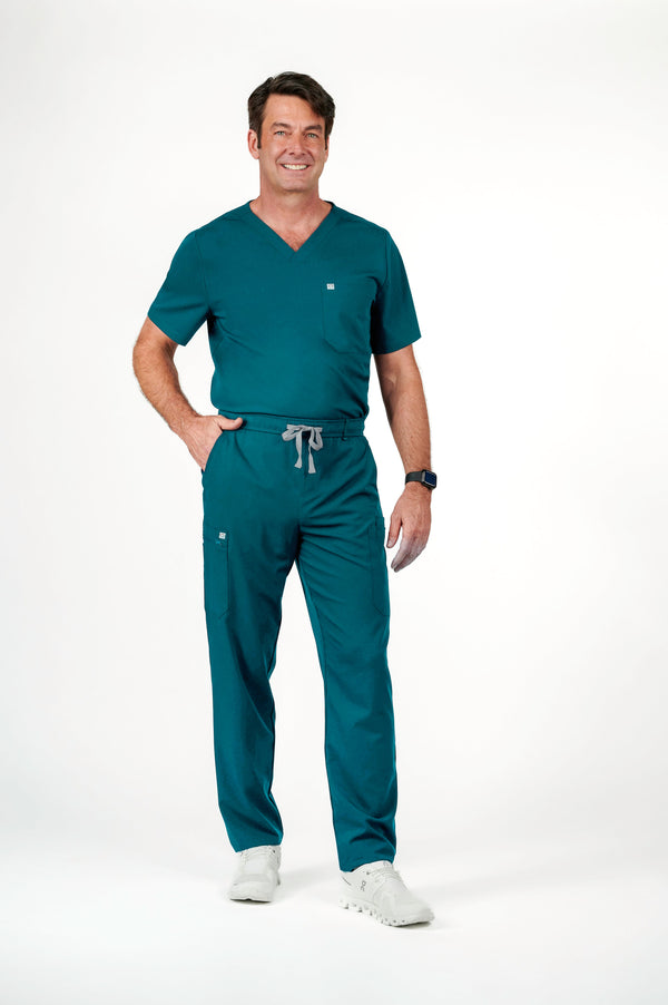 Prague Cargo Men's Caribbean Blue Scrub Pants