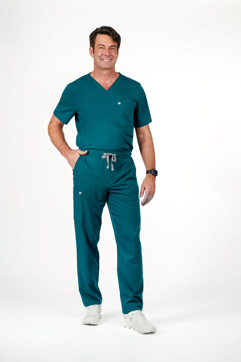 Prague Cargo Men's Caribbean Blue Scrub Pants