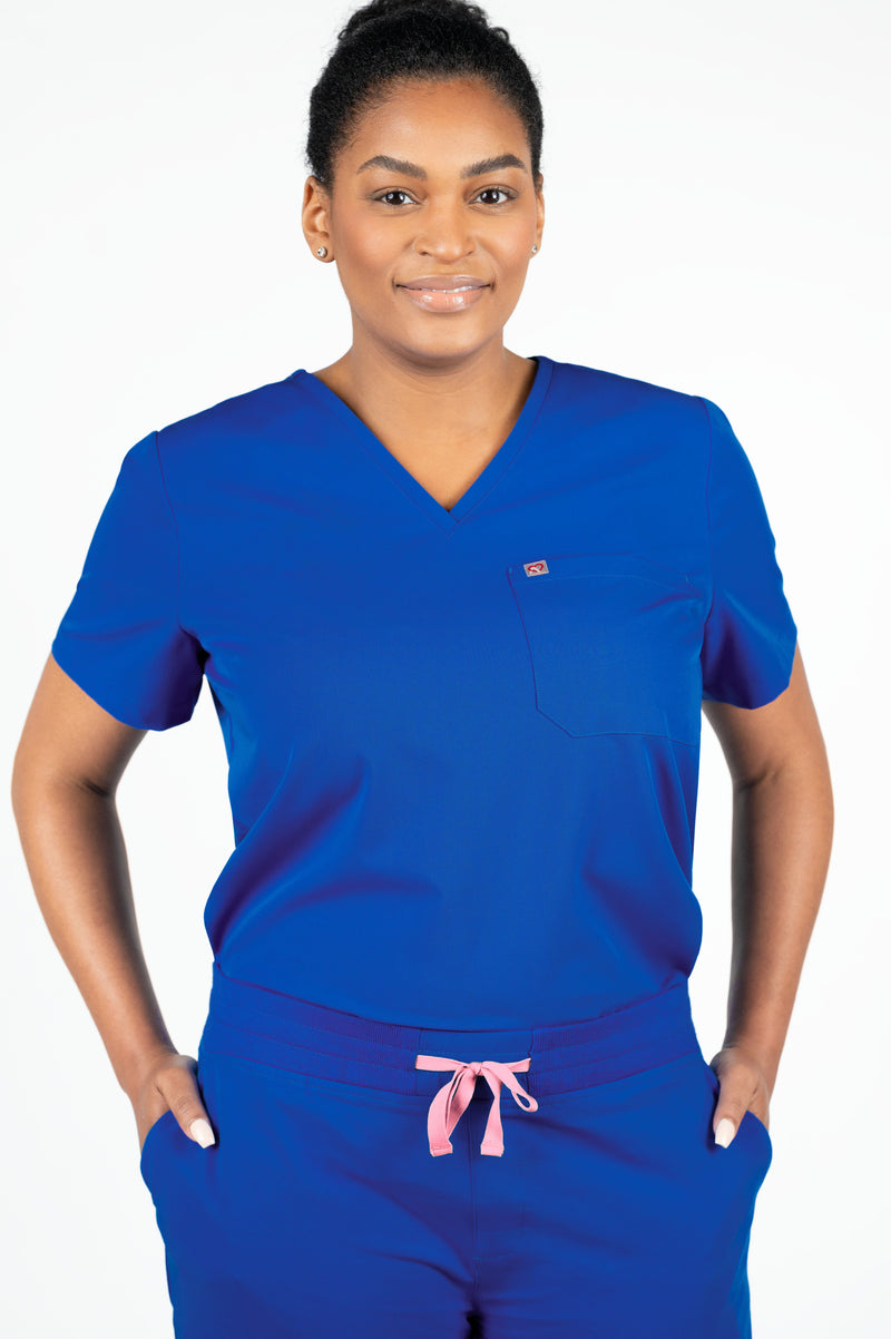 Rose One-Pocket Womens Galaxy Blue Scrub Top
