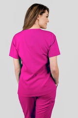 Rose One-Pocket Womens Pink Scrub Top
