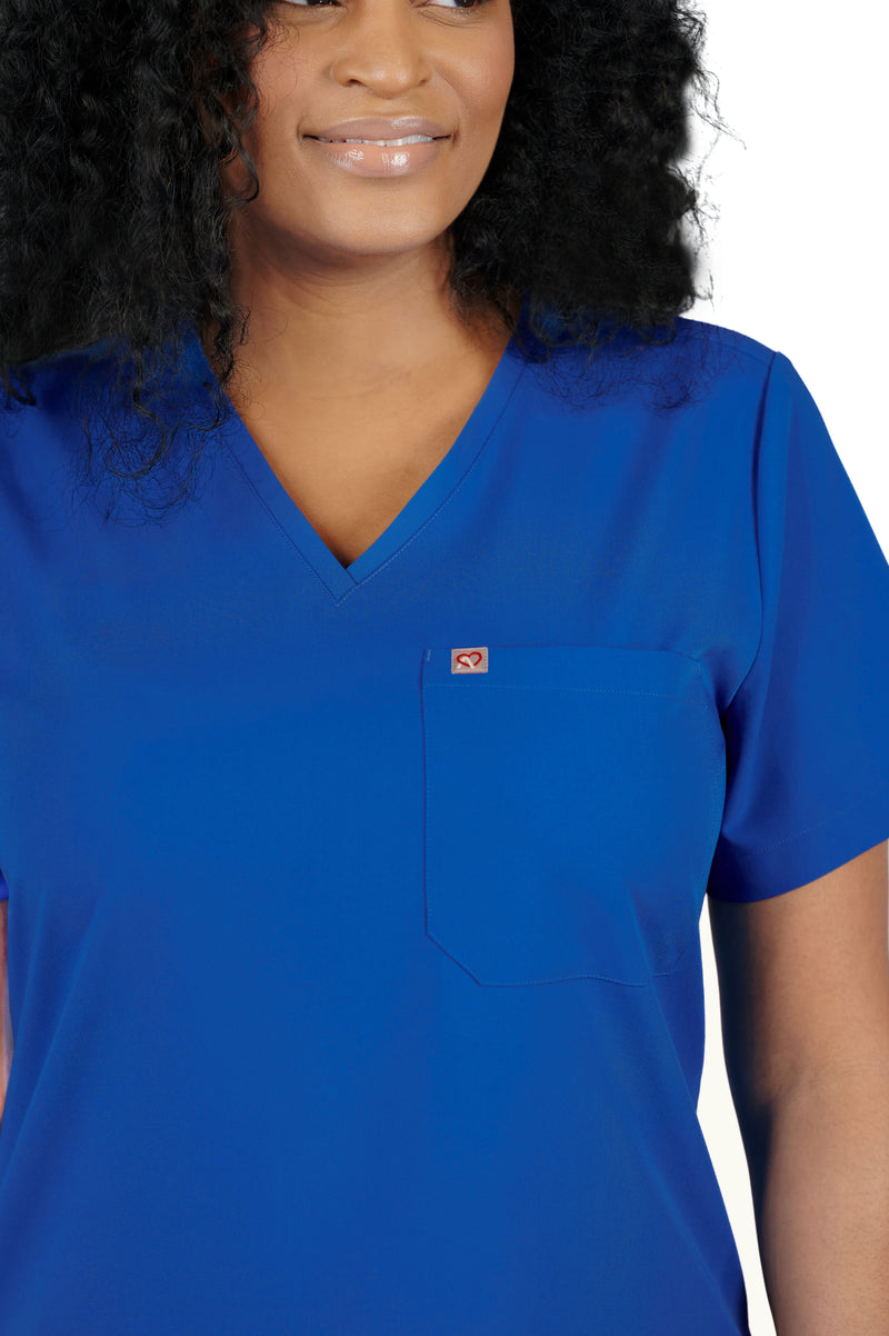Rose One-Pocket Womens Galaxy Blue Scrub Top