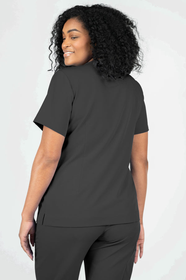 Rose One-Pocket Womens Pewter Scrub Top