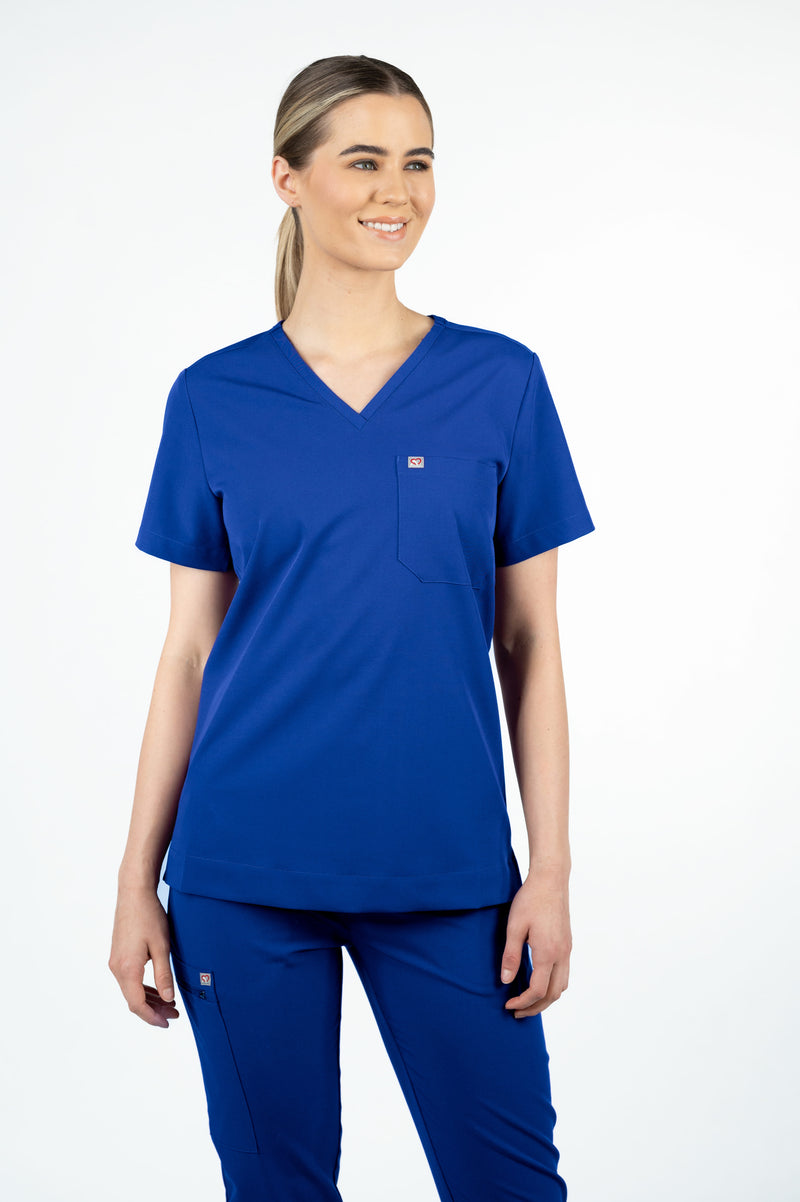 Rose One-Pocket Womens Galaxy Blue Scrub Top