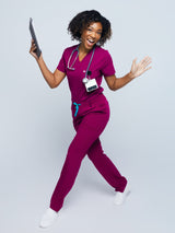 Rose One-Pocket Womens Scrub Top