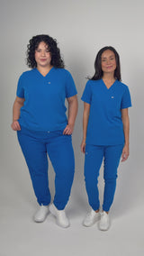 Rose One-Pocket Womens Navy Scrub Top