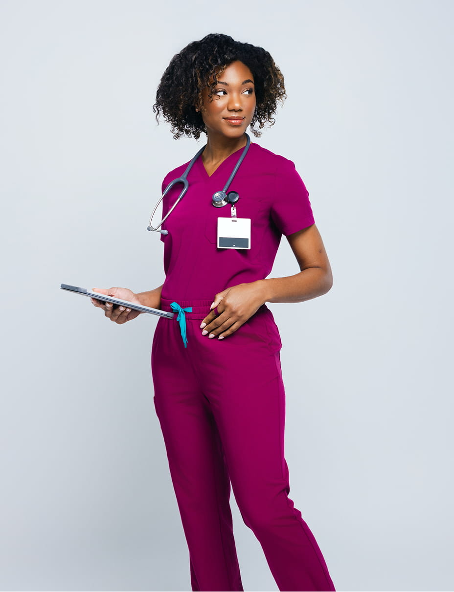 Rose One-Pocket Womens Scrub Top